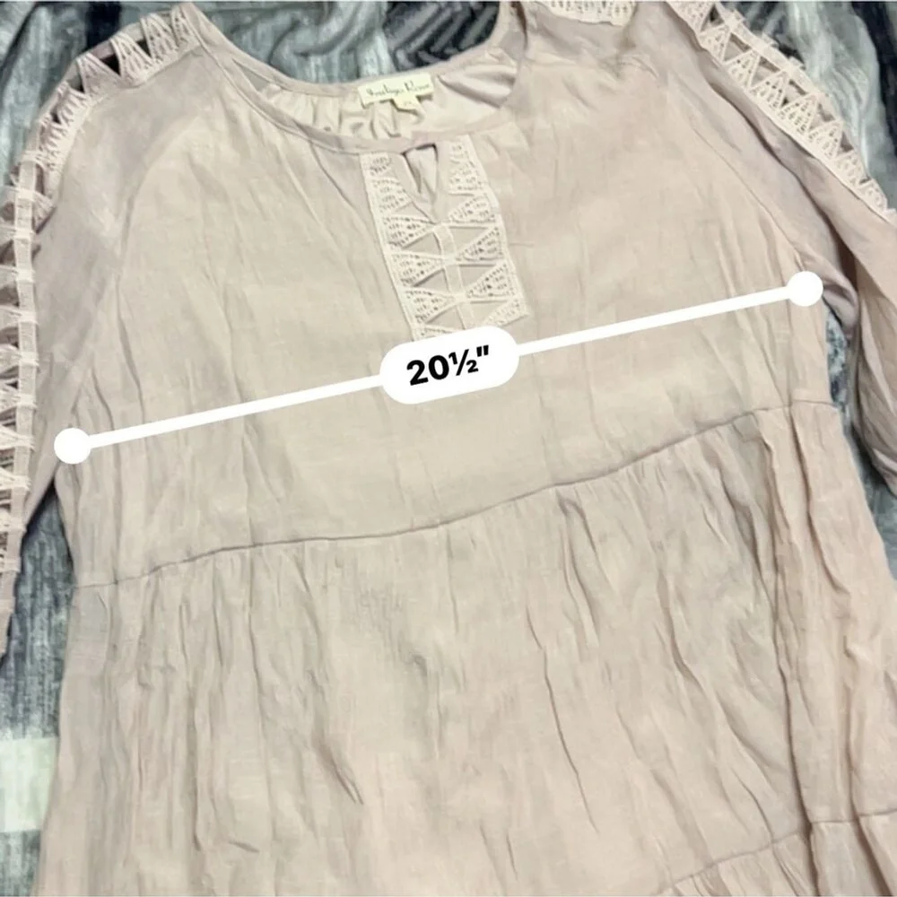 Indigo Rose Beige 2X Bohemian Lined Dress - Picture 8 of 9